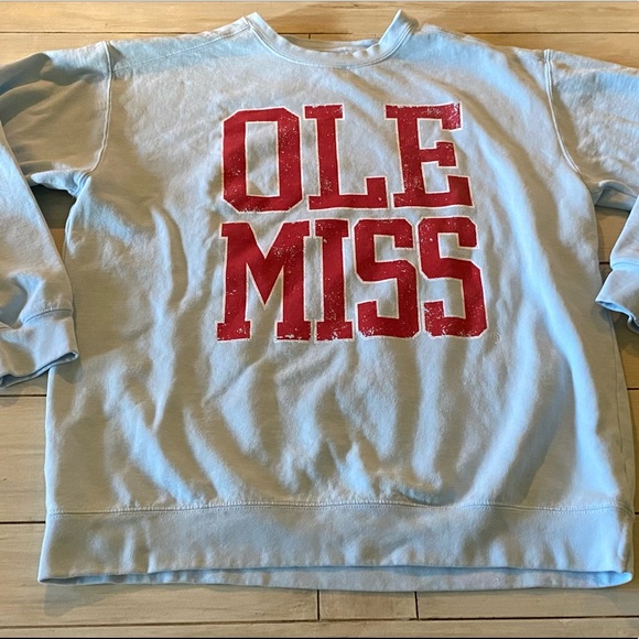 Comfort Colors Tops - Comfort Colors Light Blue Red Ole Miss Sweatshirt Large